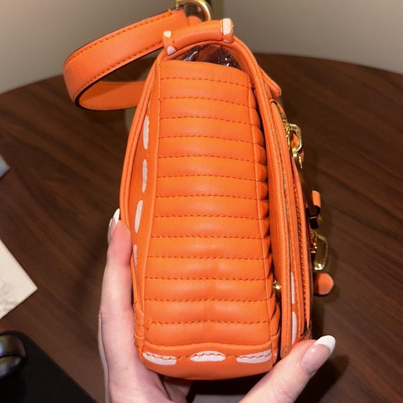 SOLD ON Ⓜ️ 🧡MOSCHINO Large Biker Leather Jacket Moto Crossbody Bag 🧡 - Picture 5 of 16